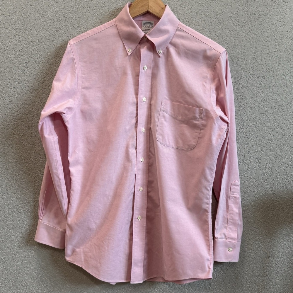 Brooks Brothers Regent Button Down 14 1/2 - 32 Pink 100% Supima Cotton - Picture 2 of 6